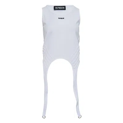 Bonbom Lantern Sleeveless Tank Top In White