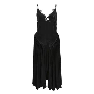 Bonbom Lantern Trio Strap Slip Gown In Black