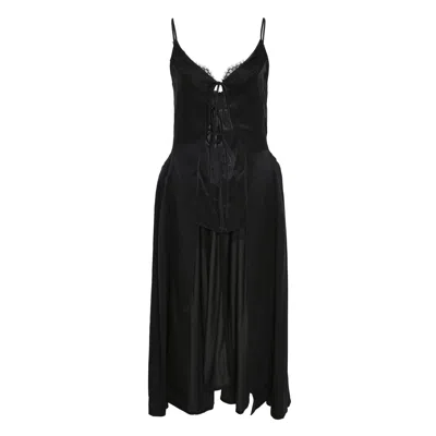 Bonbom Lantern Trio Strap Slip Gown In Black