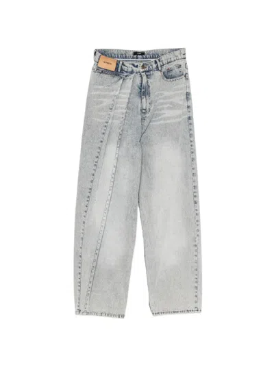 Bonbom Layered-panel Wide-leg Jeans In Blue