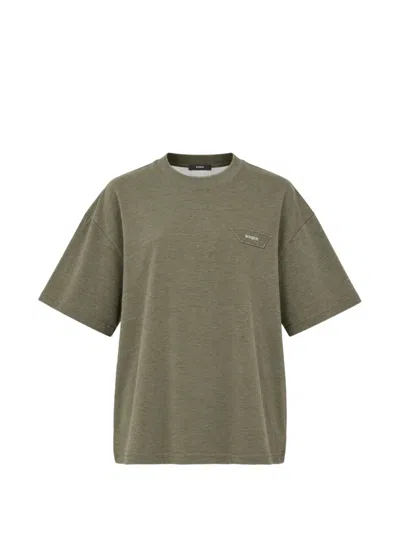Bonbom Logo-patch Drop-shoulder T-shirt In Green