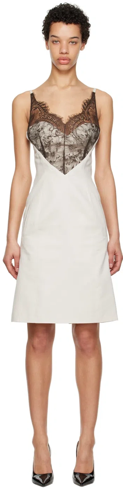 Bonbom Off-white & Black Paneled Midi Dress In Black/white