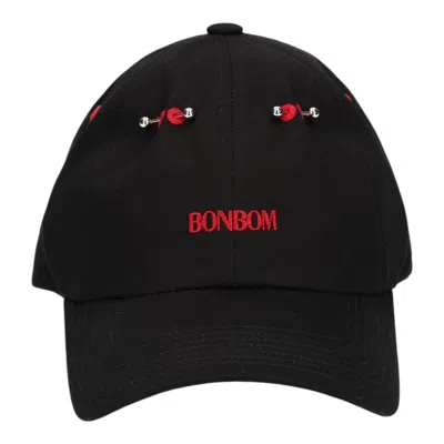 Bonbom Piercing In The Red Hole Logo Cap In Black