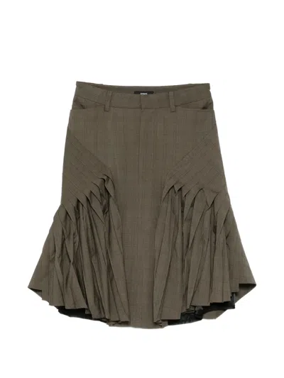 Bonbom Plaid Midi Skirt In Green