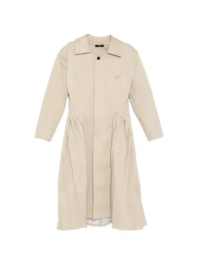 Bonbom Pleated Coat In Neutral
