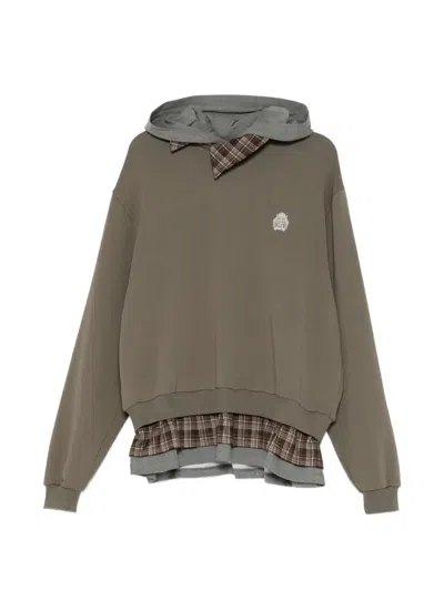 Bonbom Shirt & Sweat Shirt Layered Hoodie In Yellow