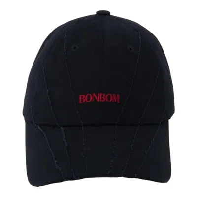 Bonbom Washed Corset Red Logo Cap In Black