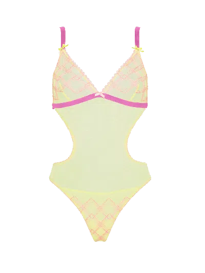 Bonbon Lingerie Women's Echo Bodysuit In Green/orange/pink