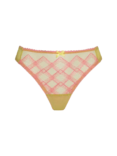 Bonbon Lingerie Women's Echo Thong In Green/orange/pink
