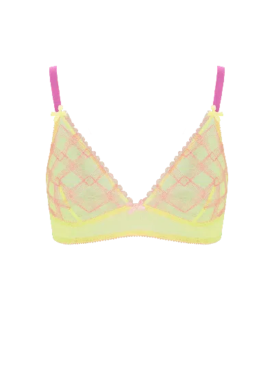 Bonbon Lingerie Women's Echo Triangle Bra In Green/orange/pink