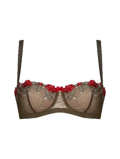 Bonbon Lingerie Women's Green Roses Balconette Bra