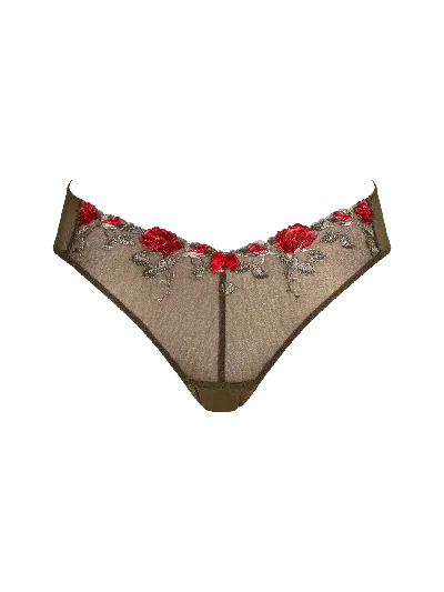 Bonbon Lingerie Women's Green Roses Full Brief