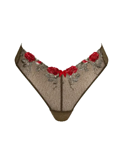 Bonbon Lingerie Women's Green Roses Thong