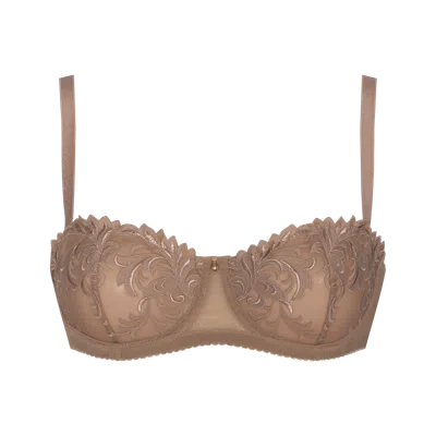 Bonbon Lingerie Women's Neutrals Carmela Balconette Bra In Brown/yellow