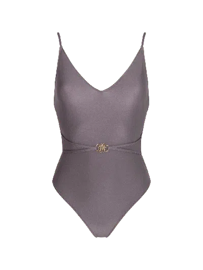 Bonbon Lingerie Women's Siren Brown Deep Plunge Swimsuit