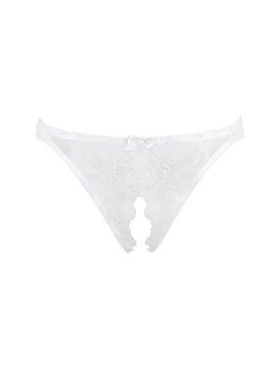 Bonbon Lingerie Women's White Jewel Ouvert Full Brief