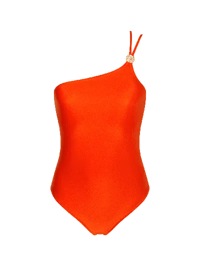 Bonbon Lingerie Women's Yellow / Orange Siren Orange One Shoulder Swimsuit In Yellow/orange