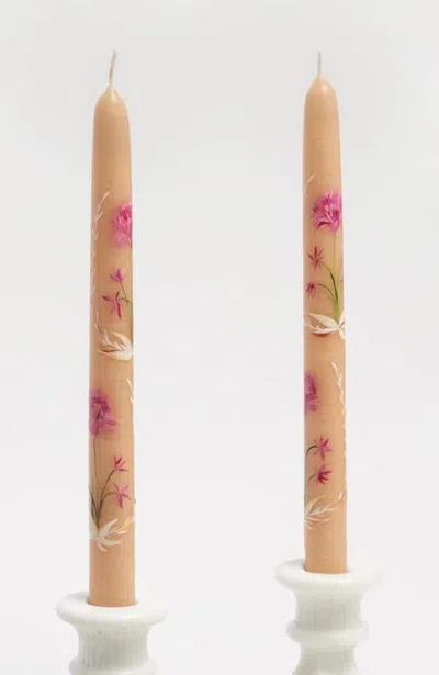 Bond & Grace Set Of 2 Hand-painted Tapers In Multi