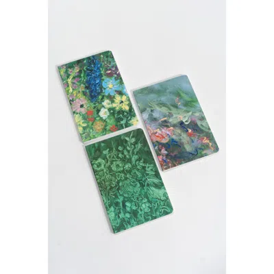 Bond & Grace Set Of Three Pocket Journals In Green