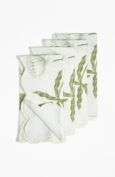 Bond & Grace Storytime Dahlias Dinner Napkins In Multi
