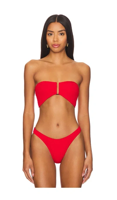 Bond Eye Blake Bandeau Bikini Top In Baywatch Red Eco