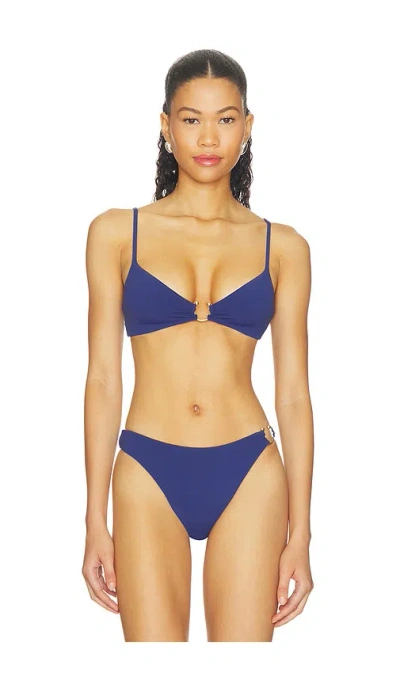 Bond Eye Carly Reversible Bikini Top In Blue