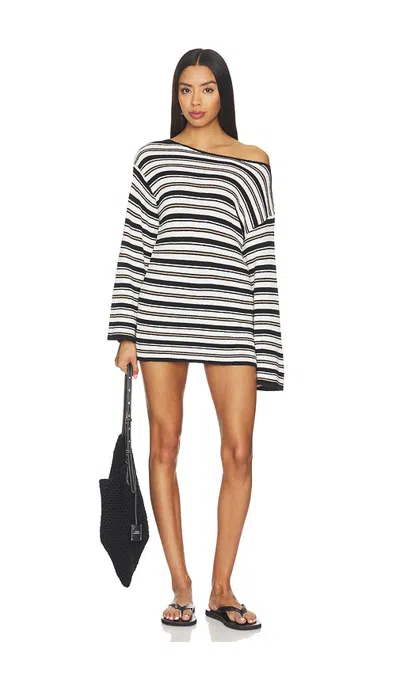 Bond Eye Charlie Long Sleeve Dress In Black  Sandstone  & White