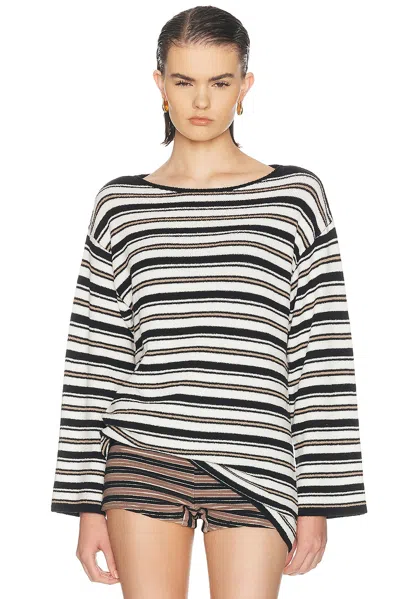 Bond Eye Charlie Long Sleeve Top In Black  Sandstone  & White
