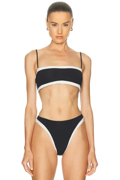 Bond Eye Fosca Reversible Crop Bikini Top In Black