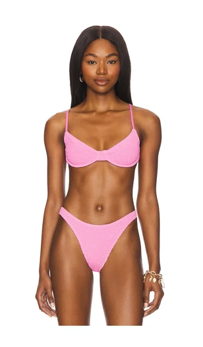 Bond Eye Gracie Balconette Bikini Top In Candy Pink