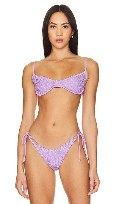 Bond Eye Gracie Balconette Bikini Top In Lilac Shimmer