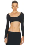 Bond Eye Halle Long Sleeve Crop Top In Black