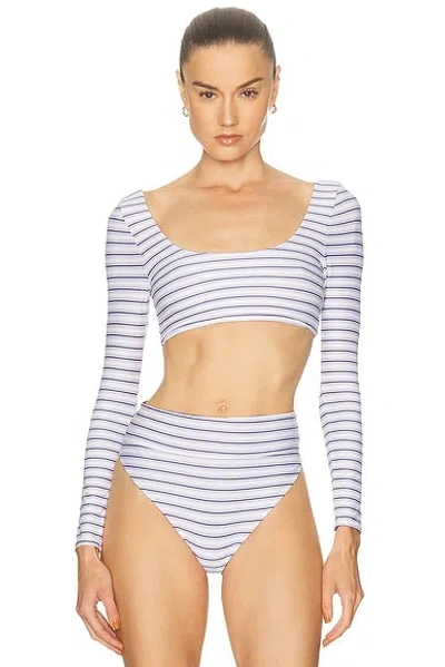 Bond Eye Halle Long Sleeve Crop Top In Blue