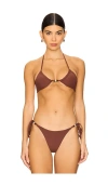 Bond Eye Indi Reversible Triangle Bikini Top In Black & Arabica