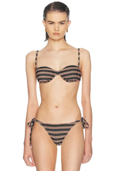 Bond Eye Lowri Balconette Bikini Top In Black & Sandstone