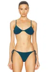 Bond Eye Reversible Gwen Balconette Bikini Top In Petrol Blue & Forest Bare