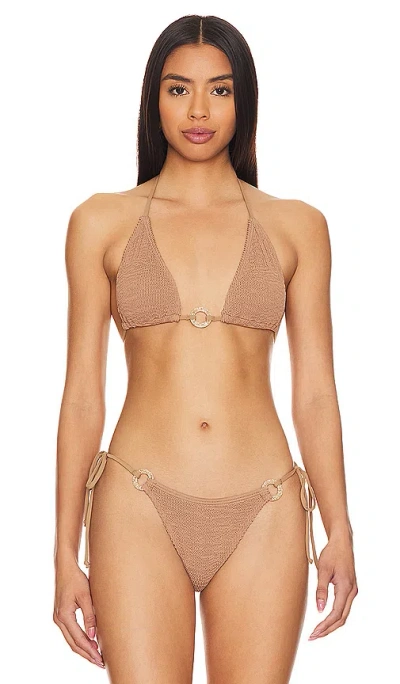 Bond Eye Ring Ingrid Triangle Bikini Top In Hazelnut