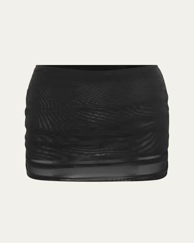 Bond-eye Swim Claudia Gathered Mesh Mini Skirt In Black