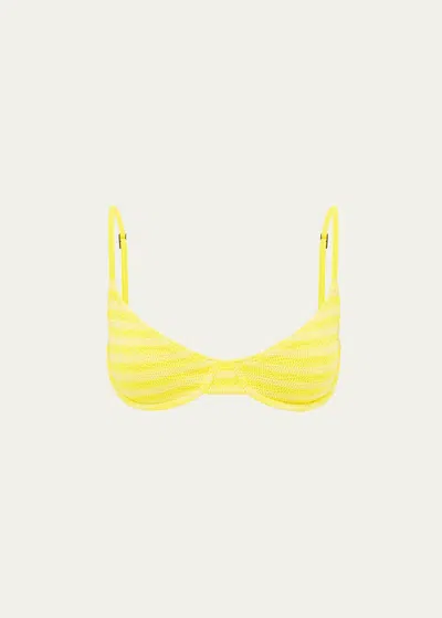 Bond-eye Swim Limoncello Stripe Gracie Balconette Bikini Top In Gray