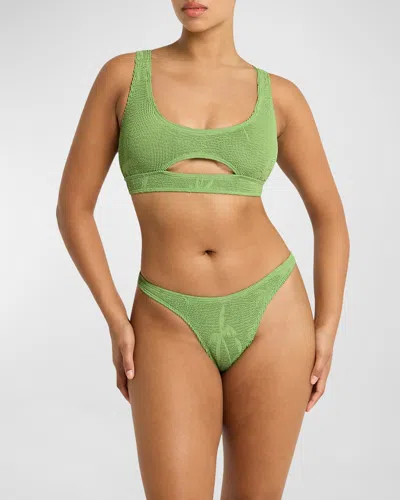 Bond-eye Swim Sasha Palm Tree Bikini Top In Green