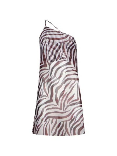 Bondeye Amelia One-shoulder Mini Dress In Brown