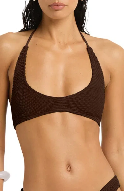 Bondeye Bond-eye Astrid Crop Bikini Top In Brown