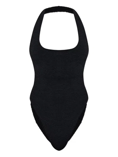 Bondeye Ava Halter Textured Swimsuit In Black