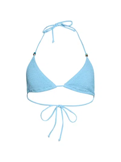 Bondeye Beaded Ingrid Triangle Bikini Top In Blue
