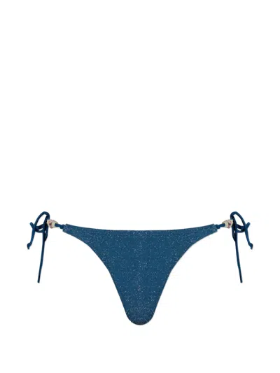 Bondeye Beaded Tie Bikini Bottoms In Blue