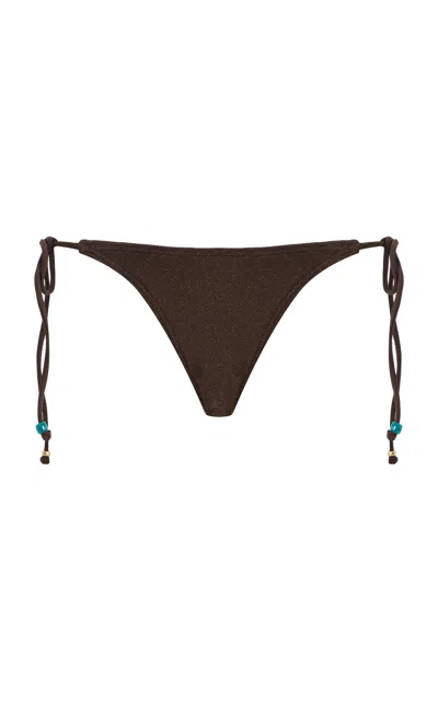 Bondeye Bond-eye Beaded Tie-side Vista Bikini Bottoms In Brown