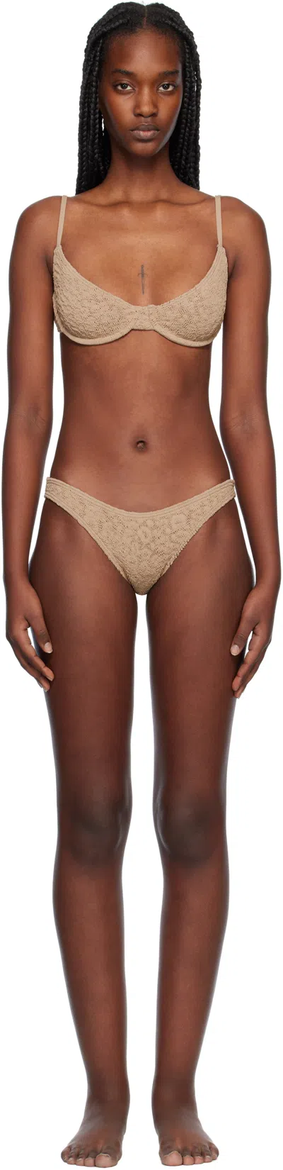 Bondeye Beige Gracie & Sign Bikini In Oat Leopard Two Tone