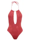 Bondeye Bisou Palm-motif Textured Swimsuit In Red