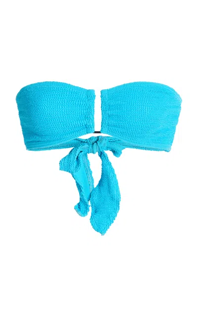 Bondeye Blake Tie-back Bandeau Bikini Top In Blue