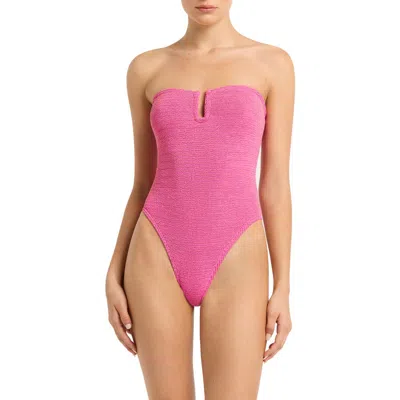 Bondeye Bond-eye Blake Strapless U-bar One-piece Swimsuit In Wild Berry Lurex